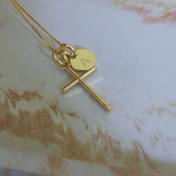 cross and initial necklace